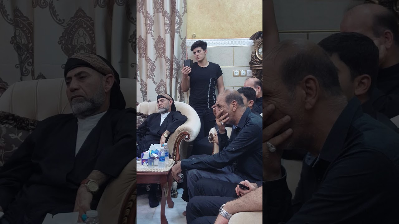 الناعي سيد جلال ابو رغيف مجلس يوم السادس من محرم 2019 مع نخبة من خدمة اهل البيت ع في بيت  خادم الاما
