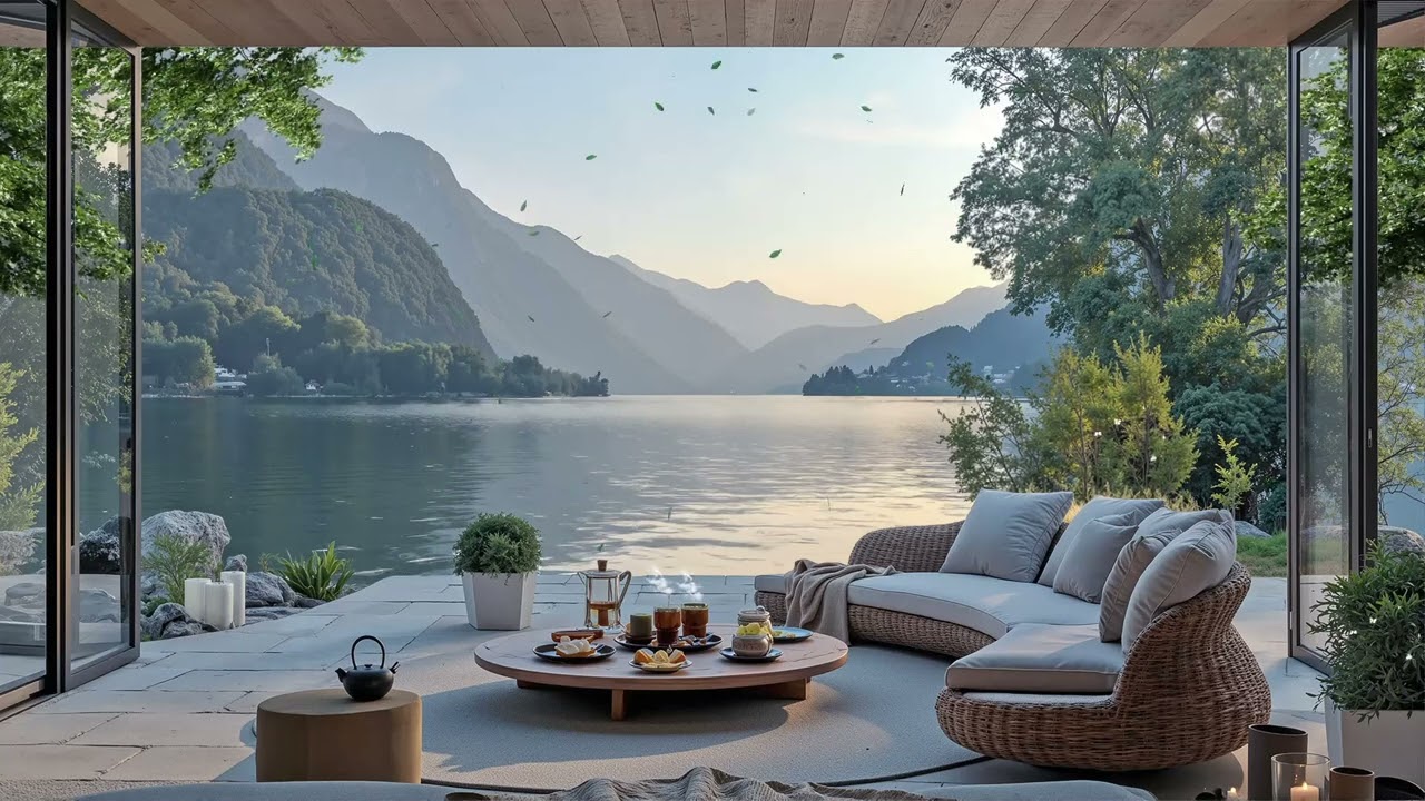 Smooth Jazz by the Lake ☕ Relaxing Evening Jazz Music for Stress Relief & Cozy Vibes