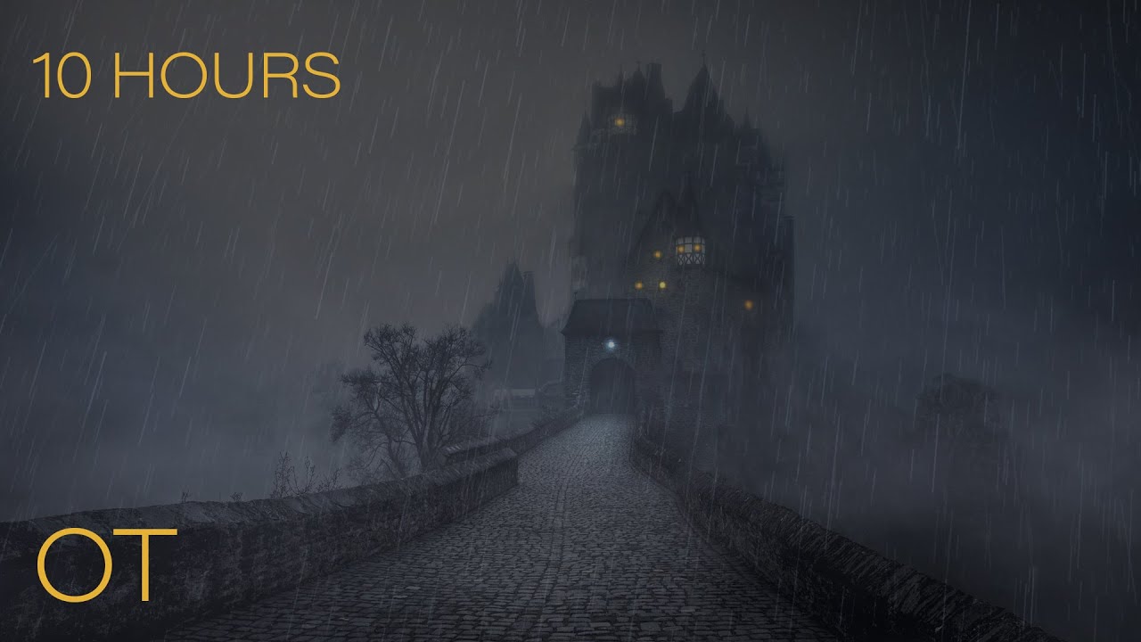Spooky Rainy Night at Eltz Castle | Rain and LOW, DISTANT thunder | Relax | Study | Sleep | 10 HOURS