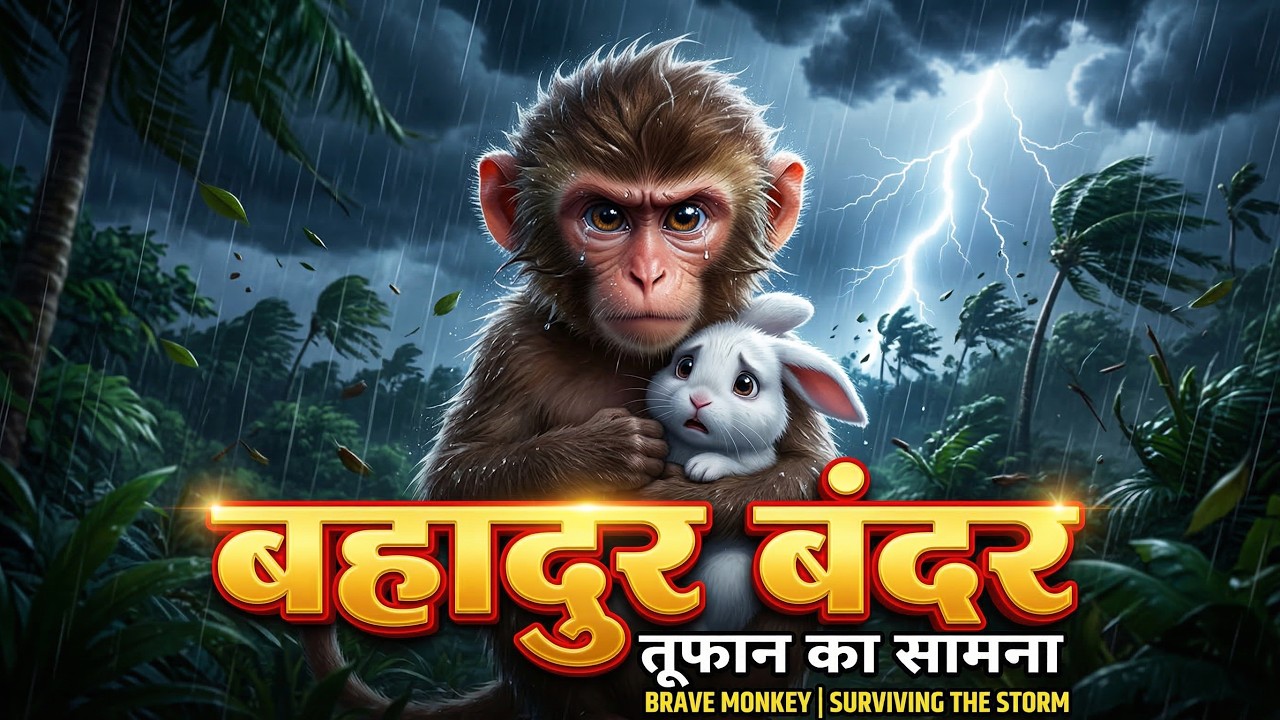 तूफान में फंसे खरगोश को बचाने आया बहादुर बंदर | Emotional Monkey Story.