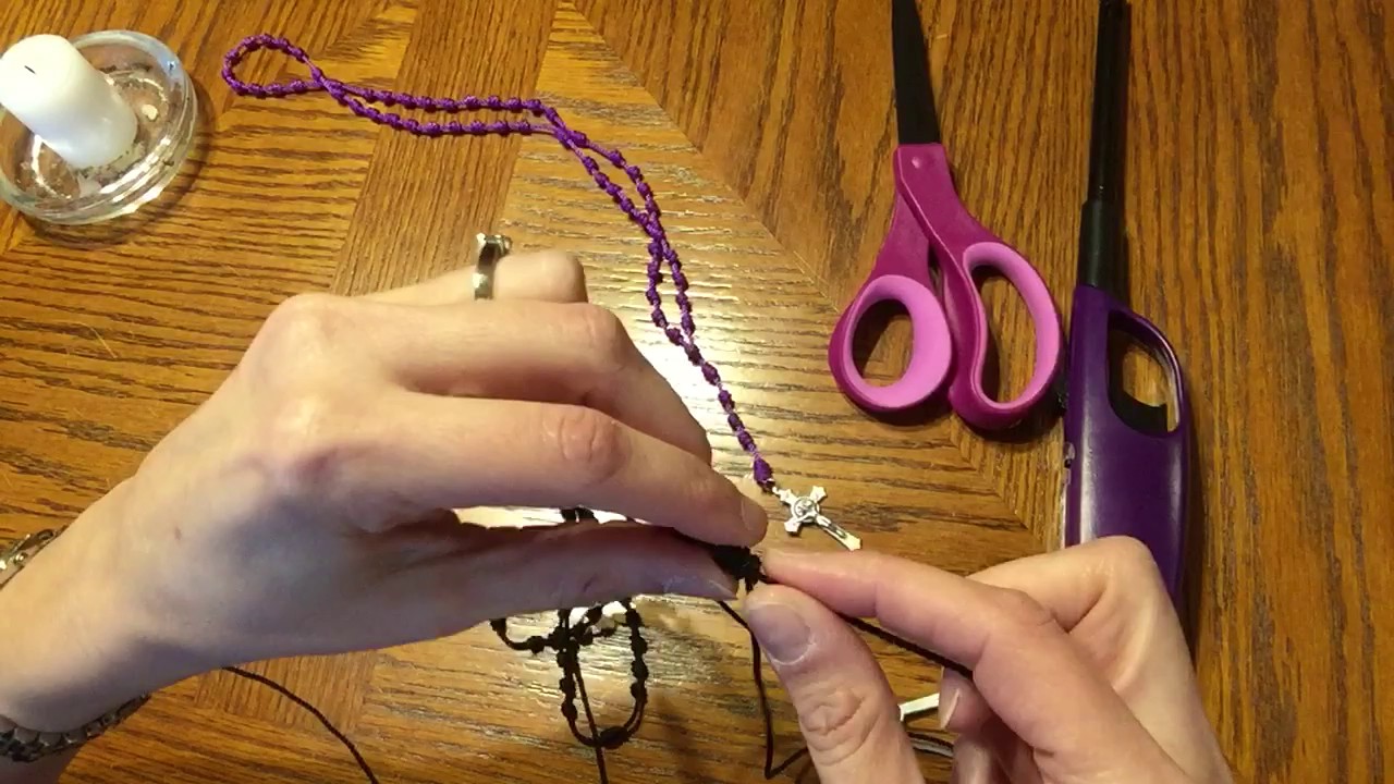 Adding the Crucifix - Step 5 - Final step of How to make a knotted rosary