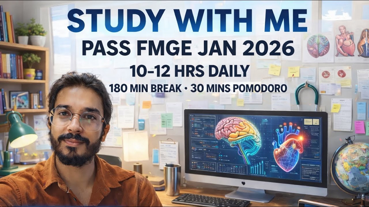 FMGE PASS ✅ LIVE STUDY WITH ME 🔴- 180 MIN | 30 Min BREAK POMODORO CHAT IN BREAK ONLY📈
