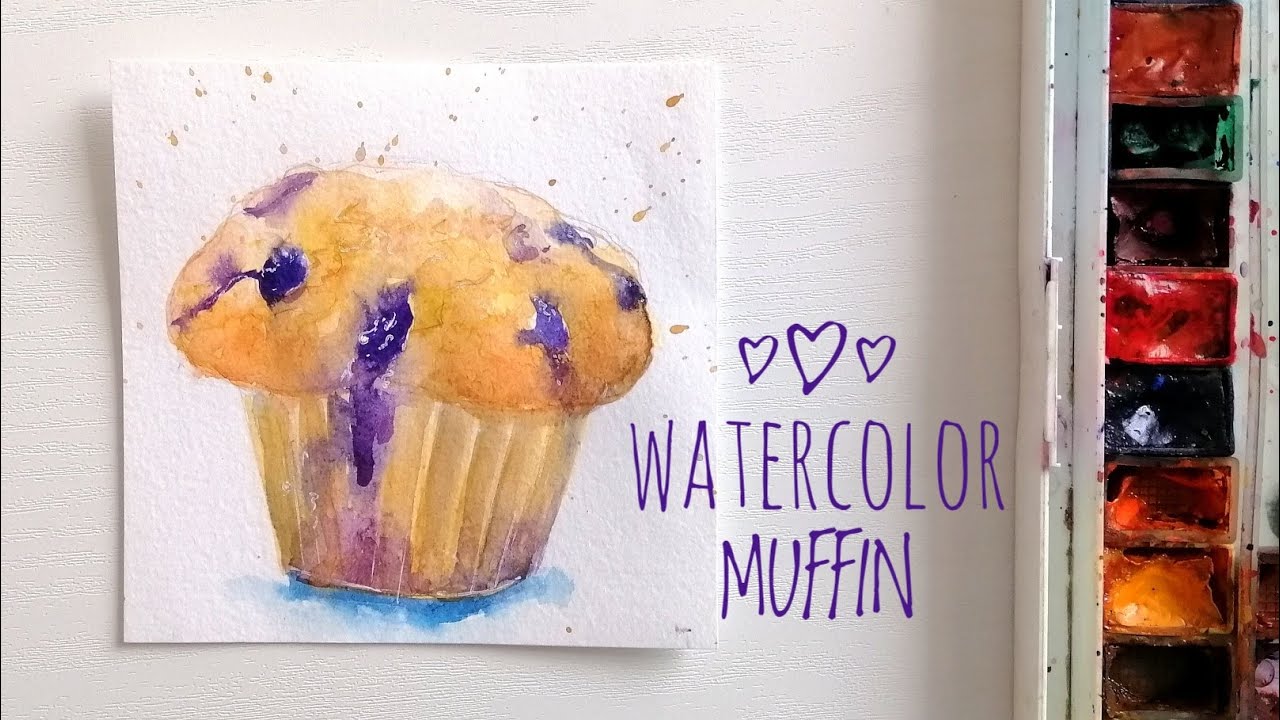 How to PAINT a blackcurrant MUFFIN with WATERCOLORS  // watercolor food illustration