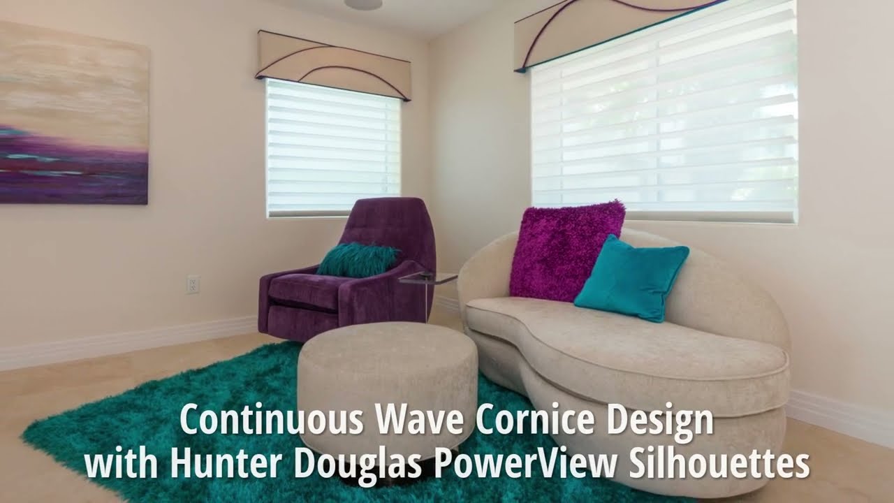 HUNTER DOUGLAS POWERVIEW SILHOUETTES & CUSTOM CORNICES by CREATIVE DESIGN TEAM