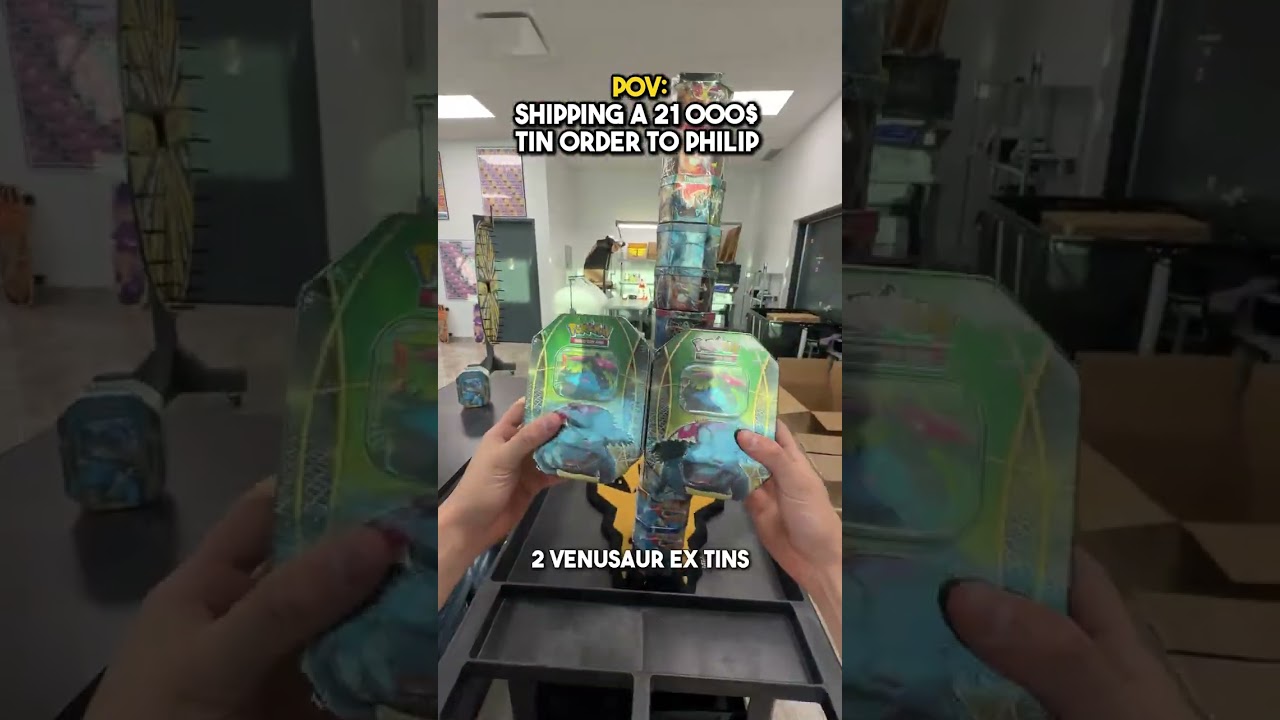 Shipping out a 21,000$ Pokemon tin order to Philip #fyp  #pokemon #pokemoncards #shipping #shorts