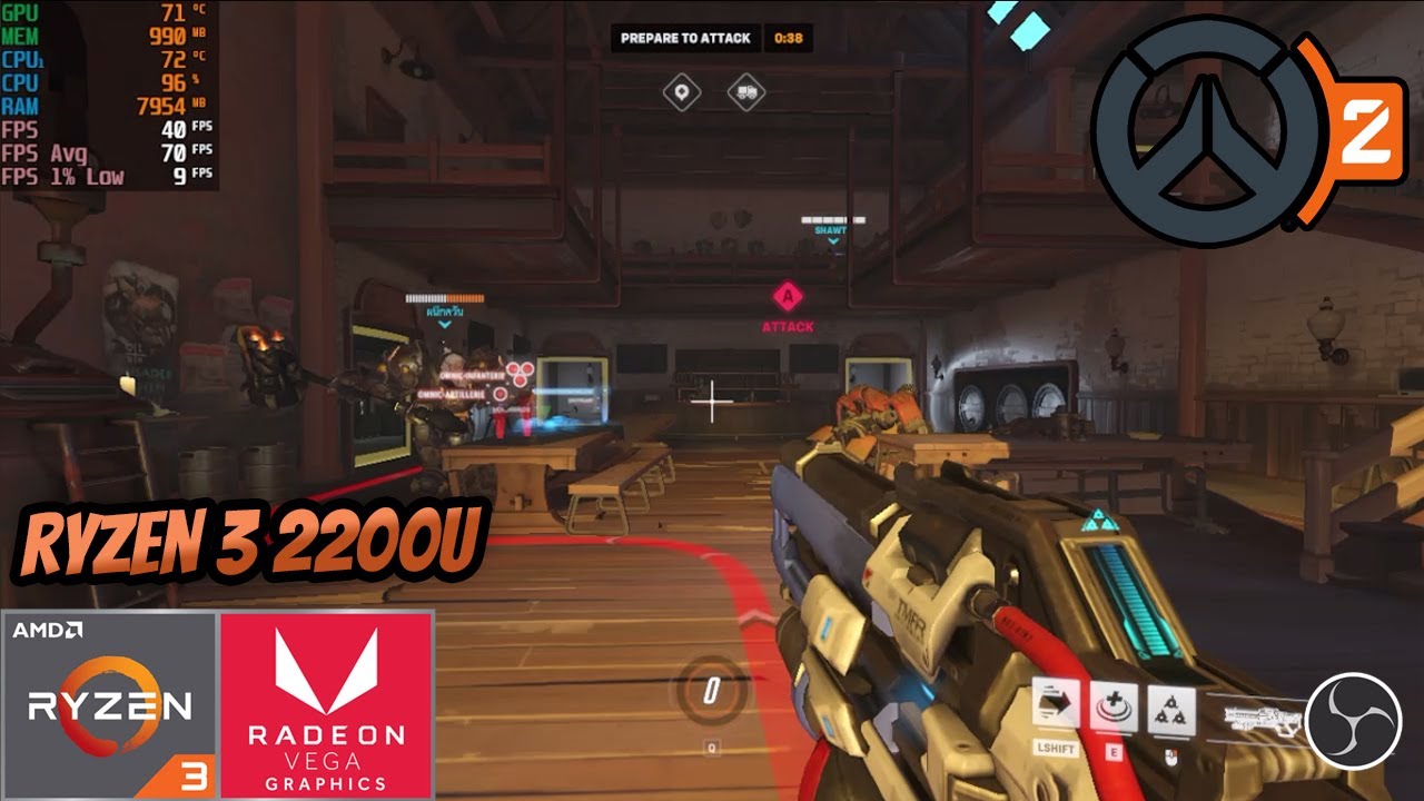 RYZEN 3 2200U | Overwatch 2 | Low End Laptop Gaming Test