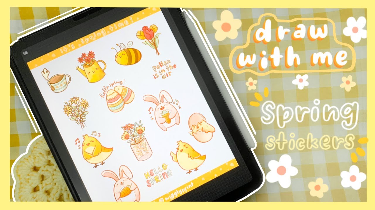 🌼Drawing Spring Stickers on my iPad with Procreate | Draw With Me