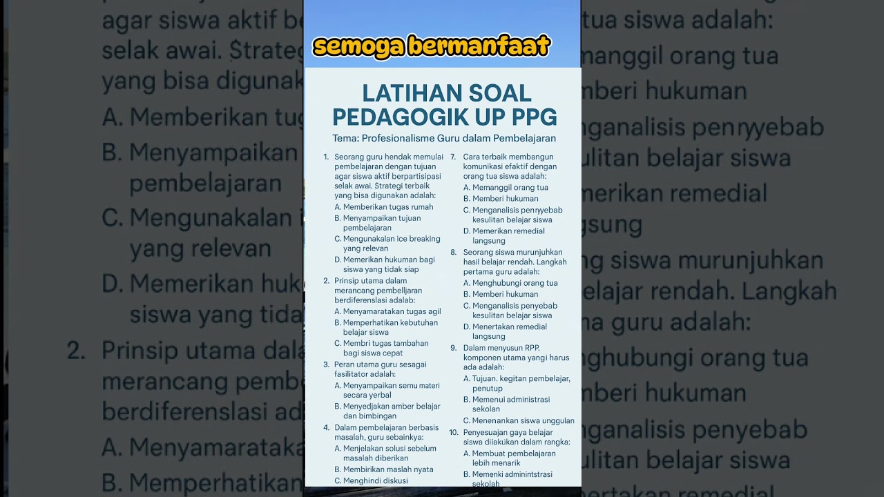 latihan soal pedagodik UP PPG terbaru 2025  #ppg #ppg2025 #ppgdaljab #ppgguru #ppggurutertentu