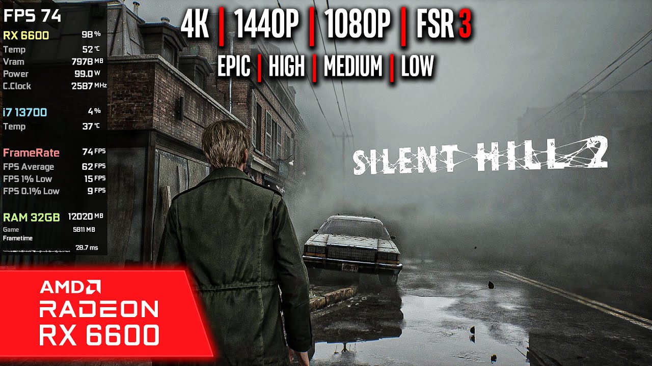 RX 6600 | Silent Hill 2 Remake - 4K, 1440p, 1080p, FSR 3 - Epic, High, Medium, Low