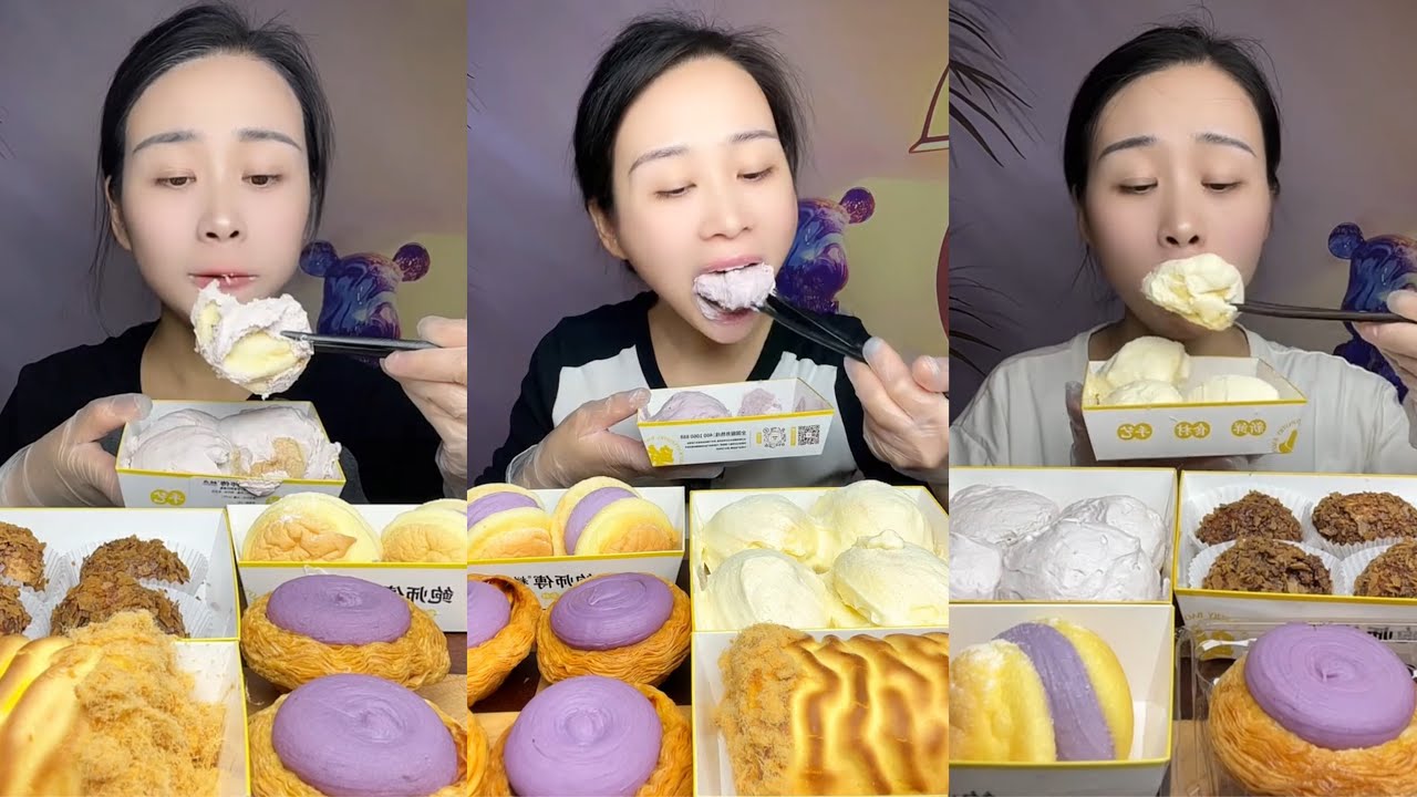 asmr mukbang – assorted dessert eating | soft cake, creamy pudding & satisfying eating sounds