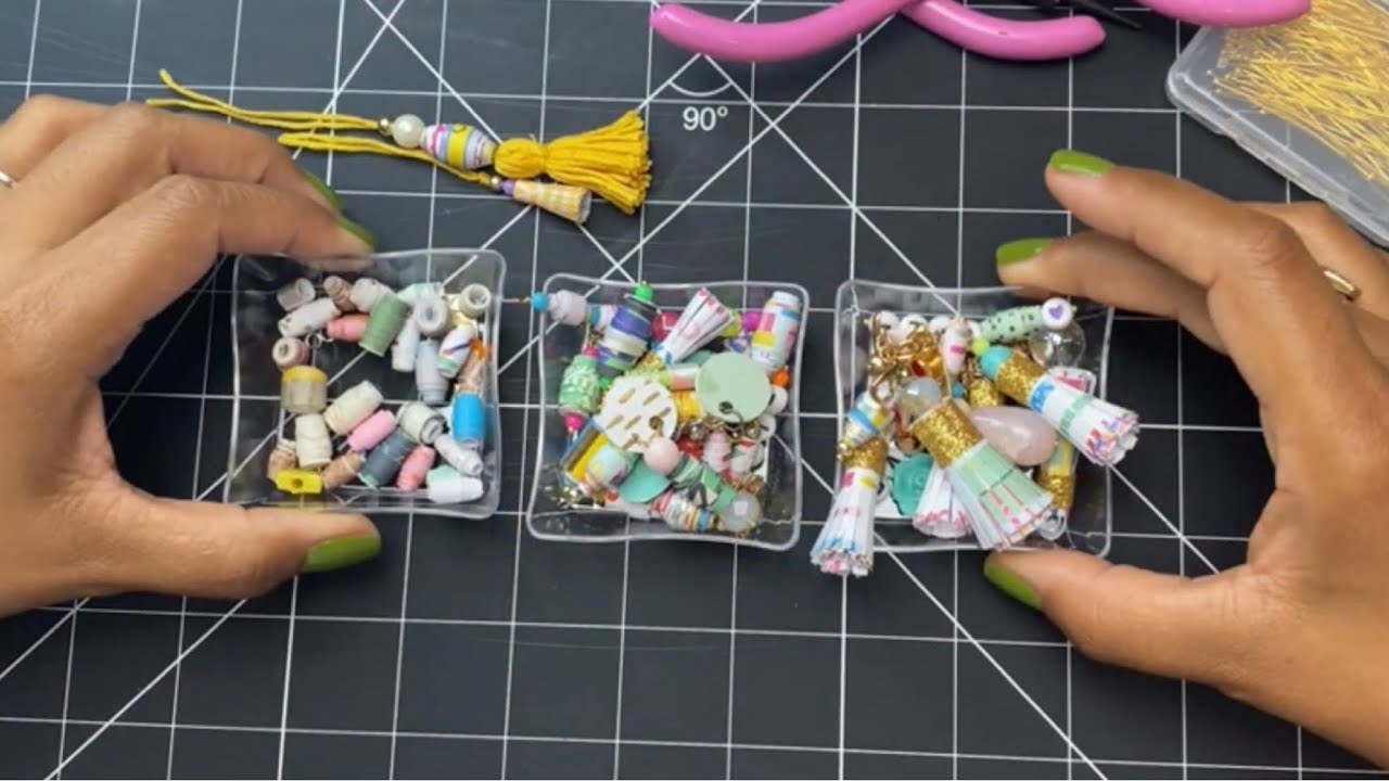 Using paper scraps to make beads!