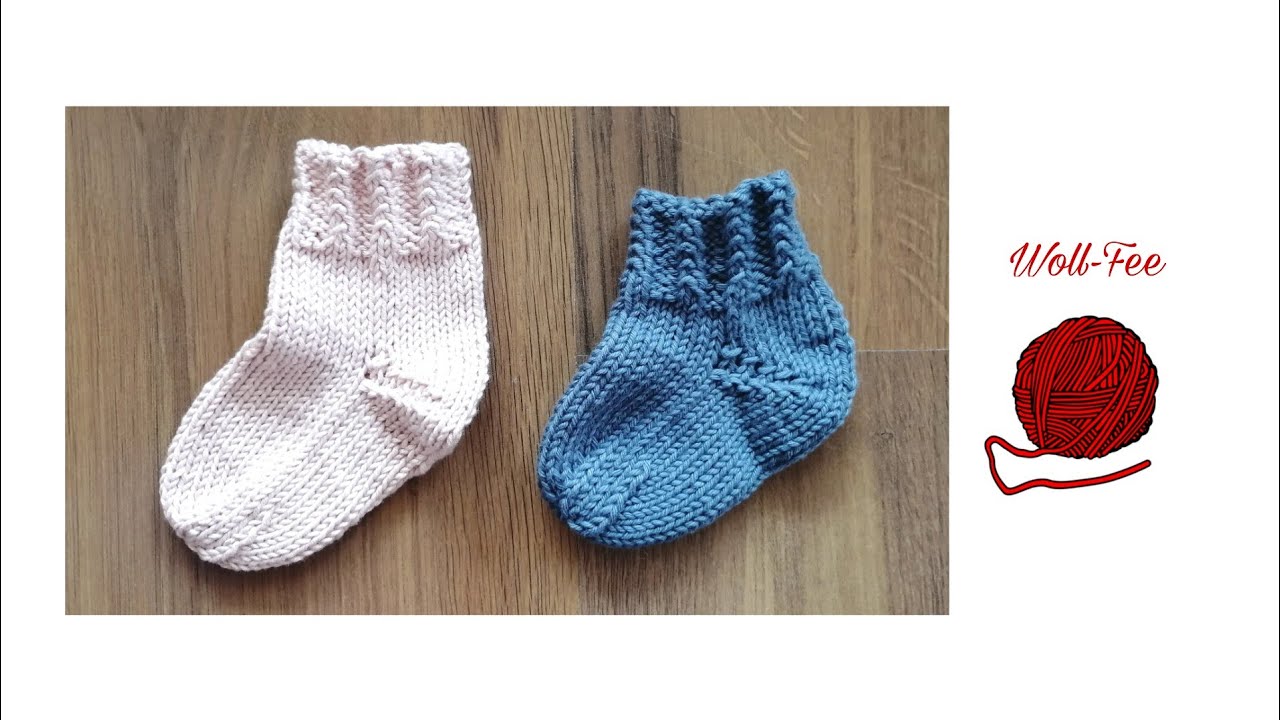 Babysocken in allen Größen stricken (hier 3 - 6 Monate), Schritt für Schritt Anleitung