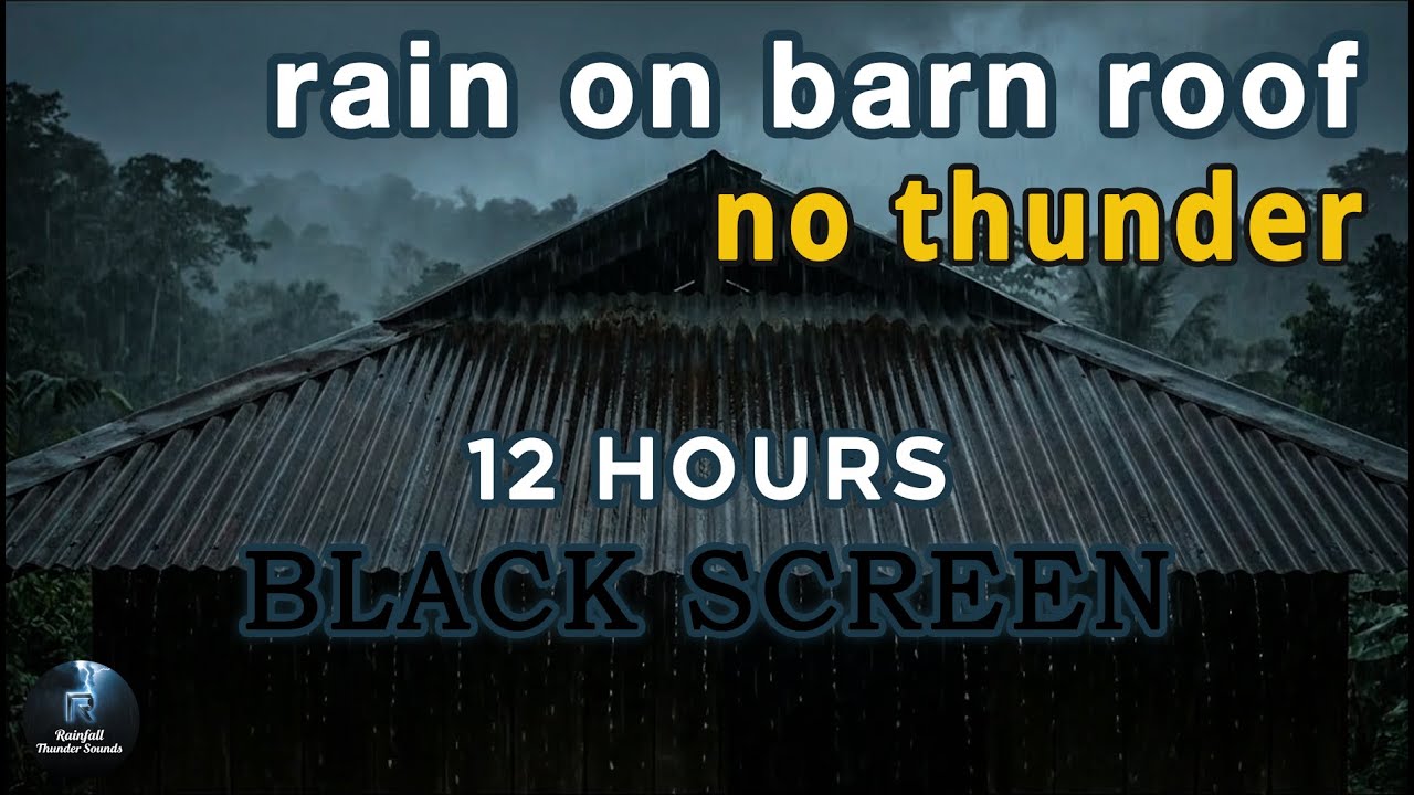 [Black Screen] Rain on Barn Roof No Thunder | Rain Ambience | Rain Sounds for Sleeping, ASMR.