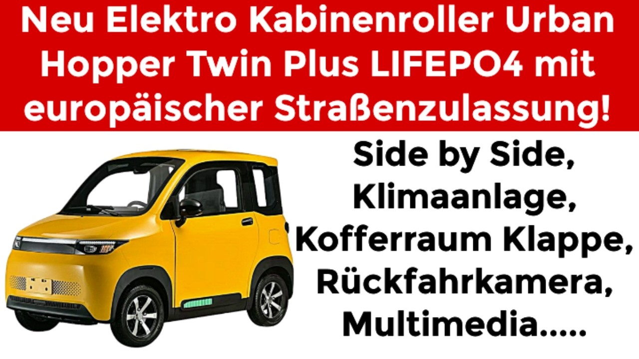 Jetzt auch mit LIFEPO4 Elektro Kabinenroller Urban Hopper Twin Plus #urbanhopper #lifepo4 #microcar