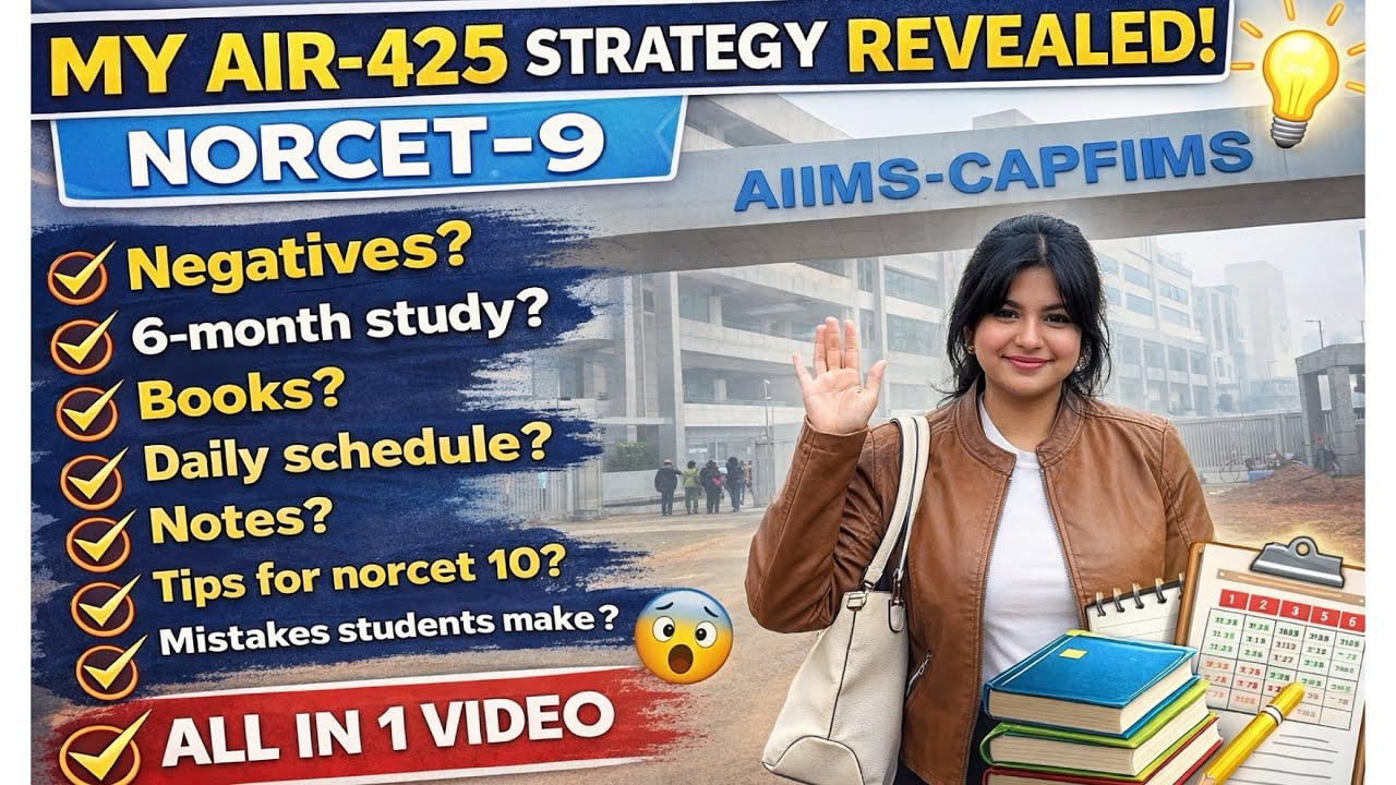 AIR 425 NORCET 9 Strategy Revealed 🔥 1st Attempt | Complete Study Plan, Books, Notes & Mistakes