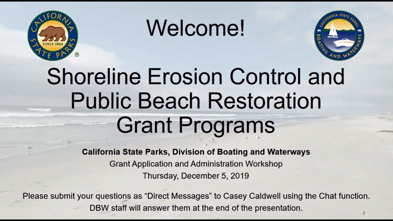 Shoreline Erosion Control and Public Beach Restoration Grants Webinar