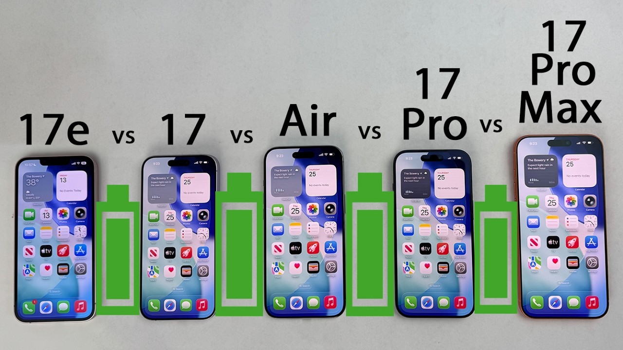 Тест на разрядку батареи iPhone 17e, 17, 17 Pro, 17 Pro Max и Air