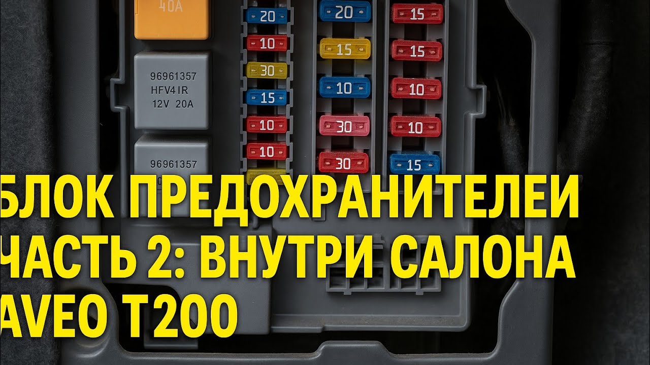 БЛОК ПРЕДОХРАНИТЕЛЕЙ ЧАСТЬ 2: ВНУТРИ САЛОНА АВТО AVEO T200