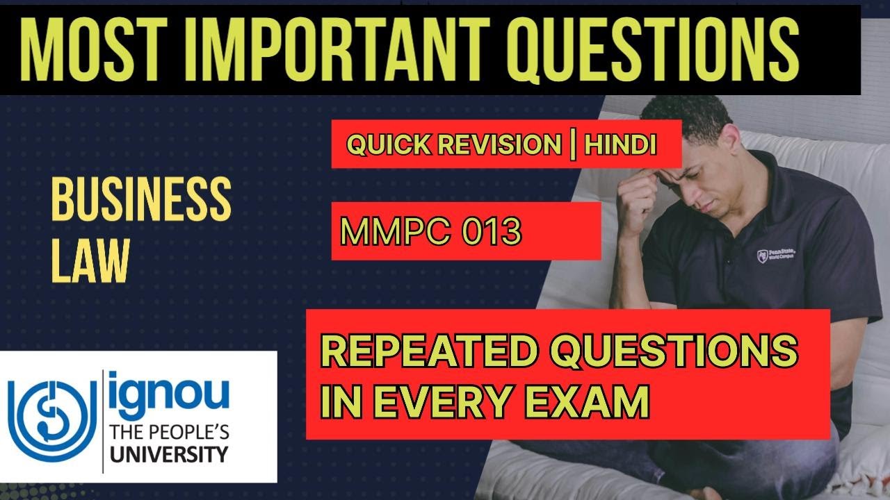 MMPC 013: Business Laws | Repeated Questions | Contracts, Partnership, Valid Contract | IGNOU Hindi