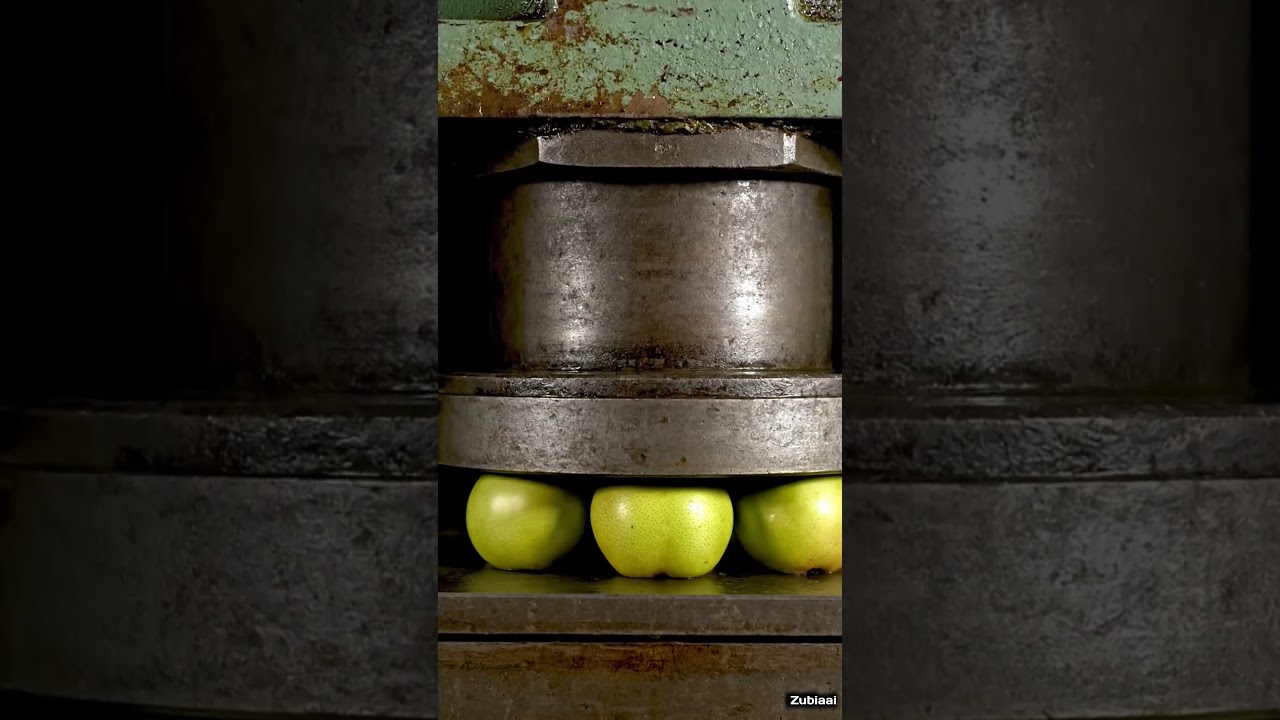 4 pear vs Power of Hydraulic Machine | Satisfying Crushing Video 