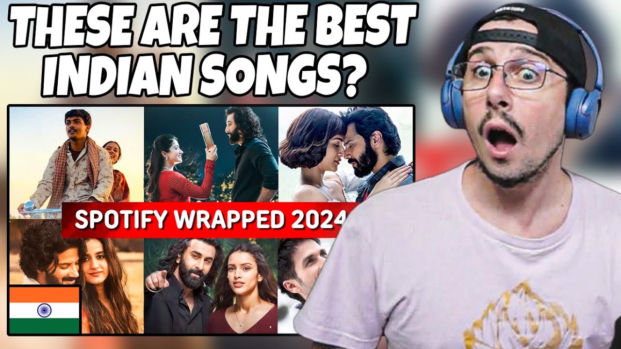 Реакция на 50 лучших индийских песен Spotify 2024 года! 🇮🇳