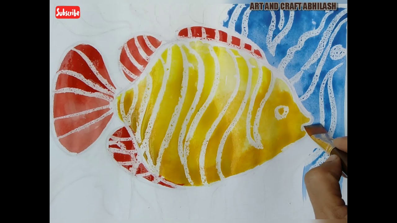 How to make Drawing using Wax(Candle) and water colour