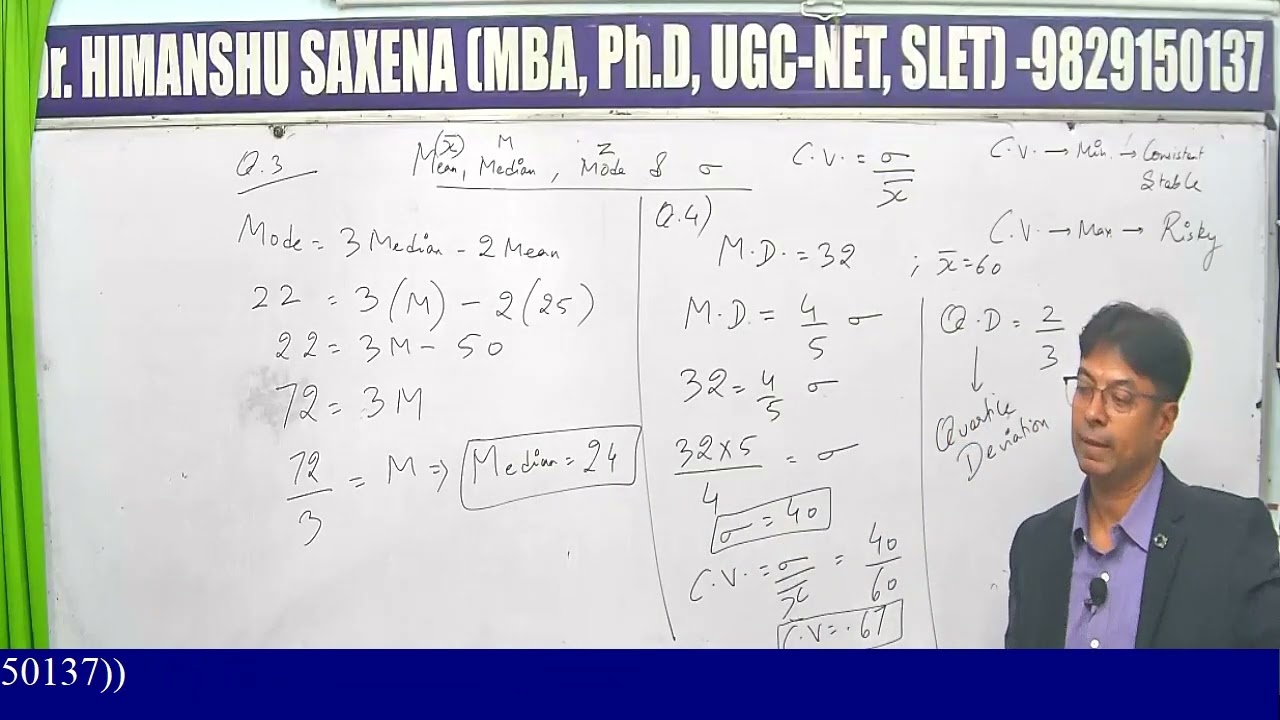 Important Questions of Mean, Median & Mode, Standard Deviation & CV~ Measures of Central Tendency