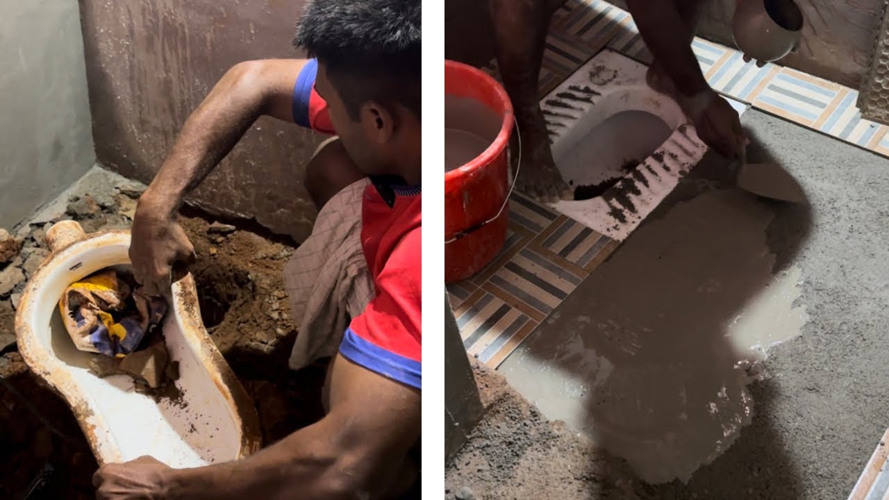 Bathroom renovation/പഴയ ബാത്രൂം closet മാറ്റി പുതിയ ടൈൽഡ് ഒട്ടിച്ചപ്പോൾ!!