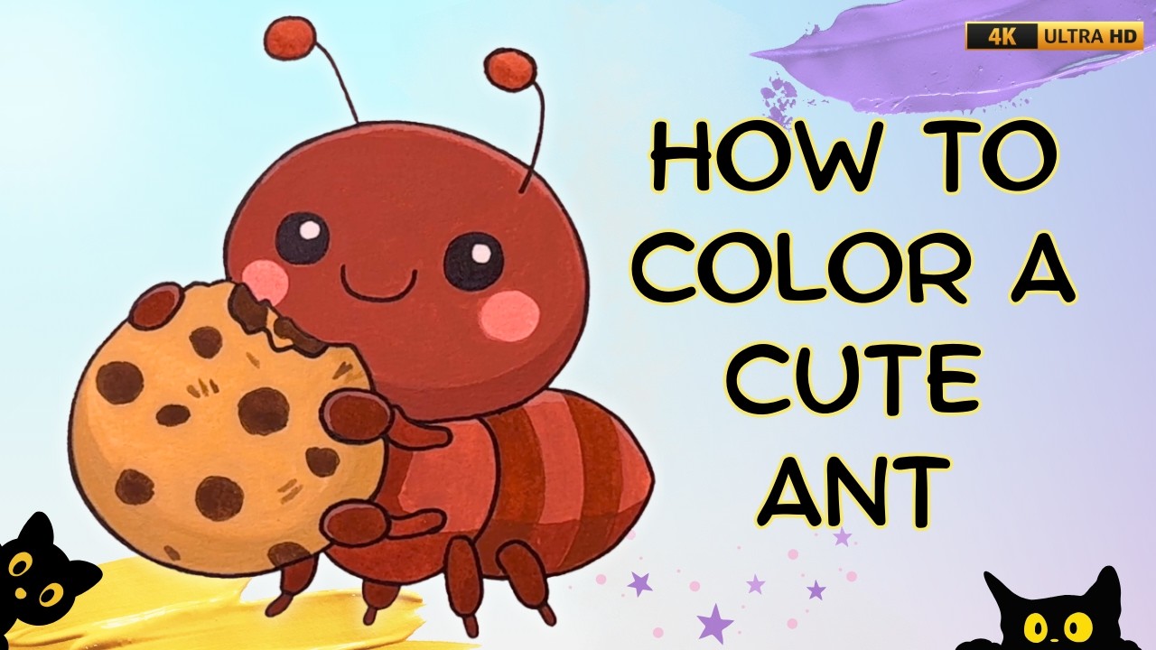 How to Color a Cute Ant with a Cookie | Easy Color-Along for Kids