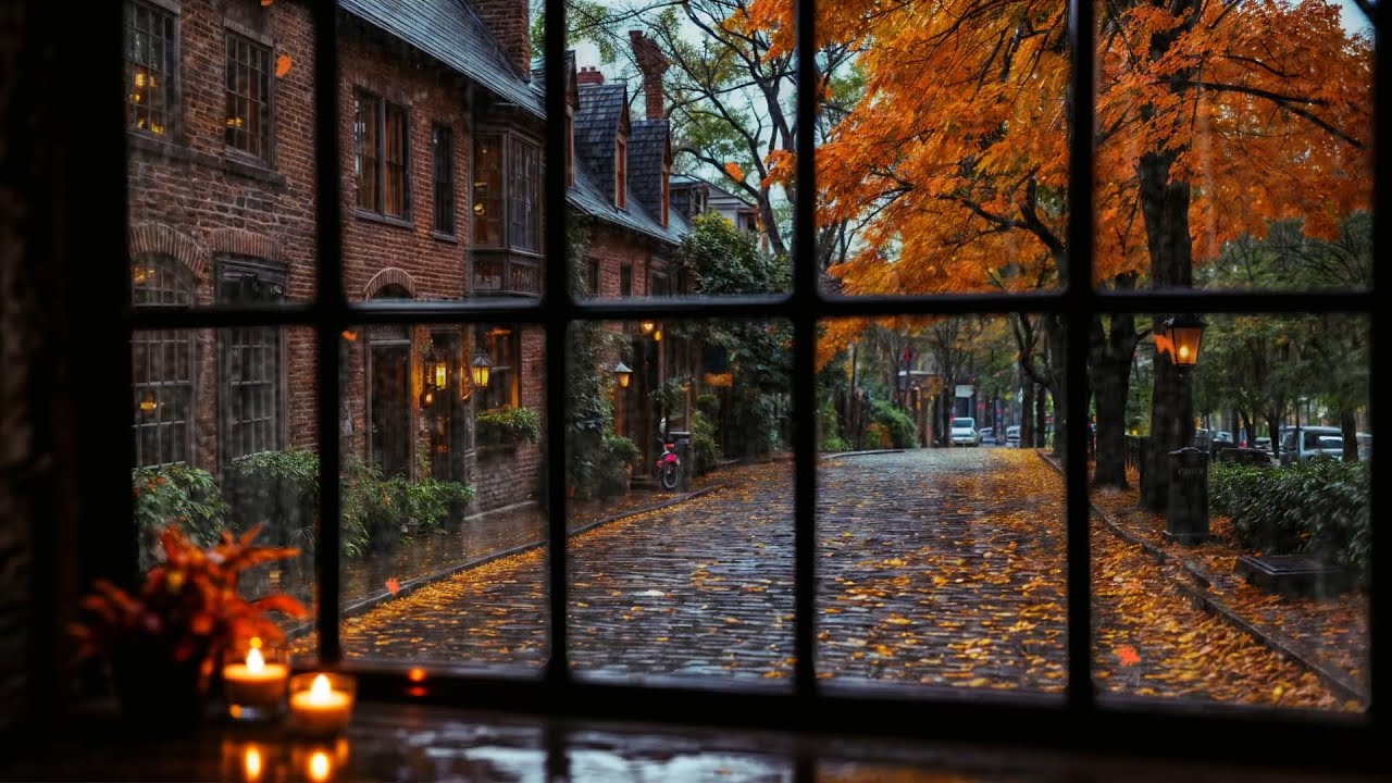 No Ads | Watching Autumn Rain Outside the Window – Fall Ambience for Calm Nights