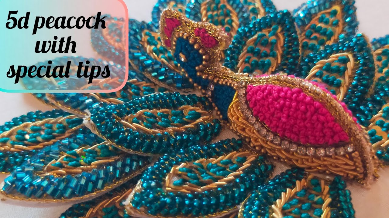 simple & easy with special tips 5d 🦚peacock stiching #peacockaariwork #peacock #aariwork #5d #design