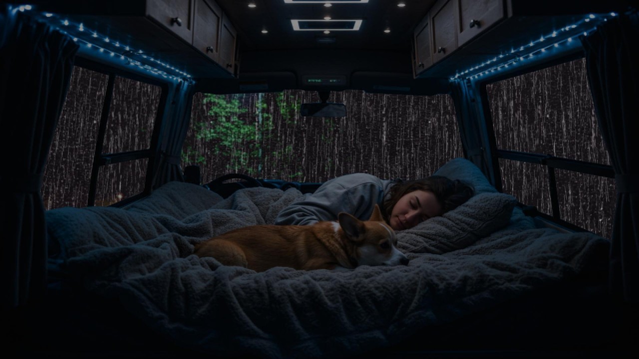 Relaxing Rain & Thunder on Cozy Car ⛈️ Deep Sleep Sounds for Anxiety Relief & Calm Night Ambience