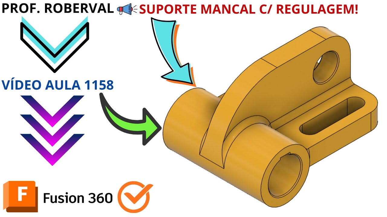 Aula 1158 - Modelamento do Suporte Mancal com Regulagem  no Autodesk Fusion
