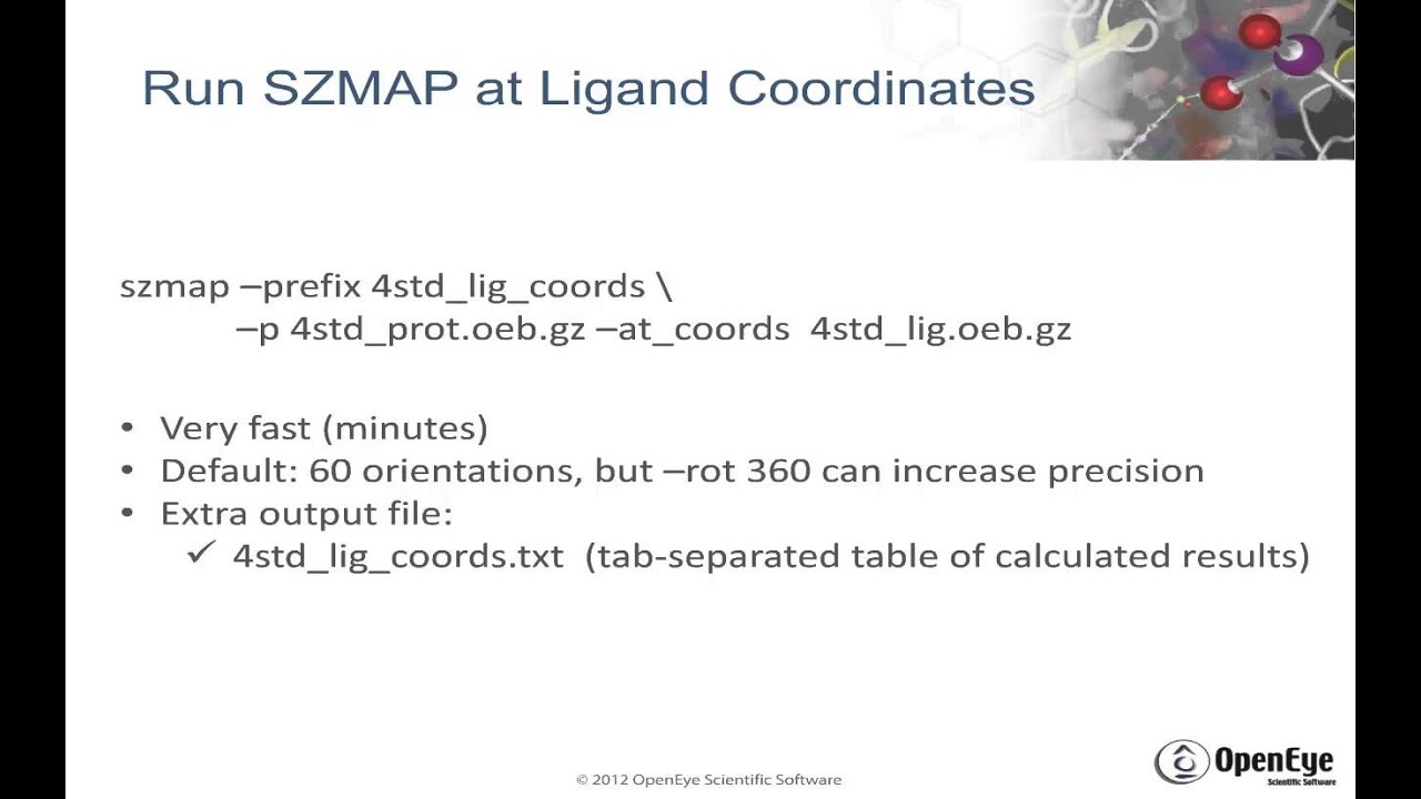 Run SZMAP: At ligand coordinates calculation