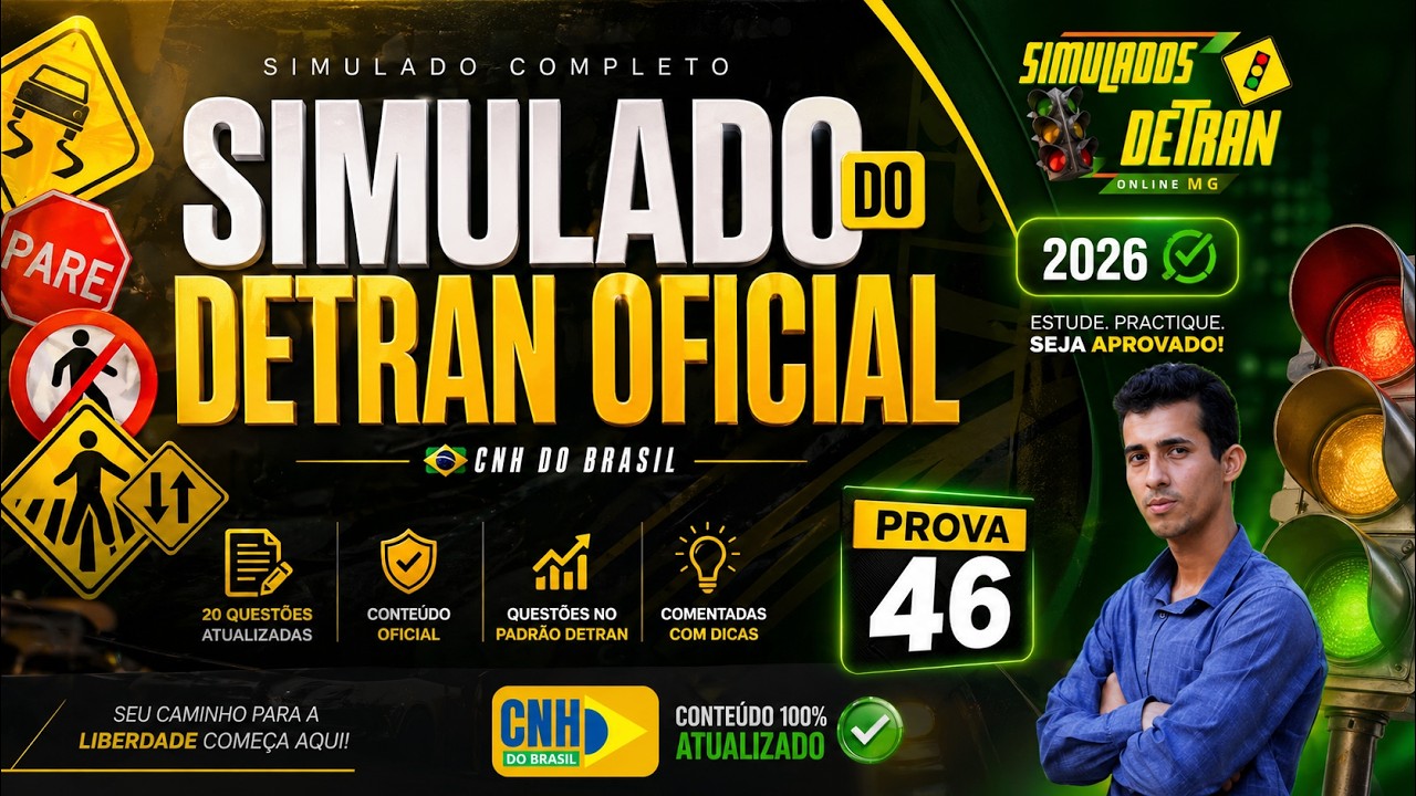 SIMULADO DETRAN 2026: Como PASSAR na Prova teórica do Detran 2026 - PROVA 46