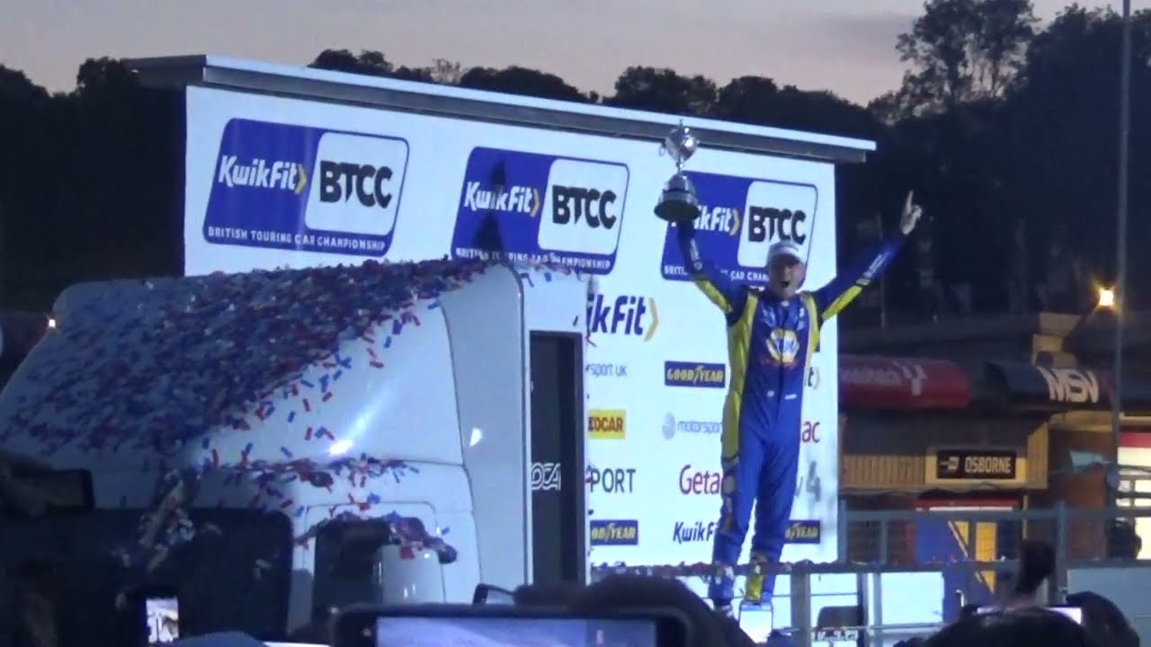 BTCC 2023: Brands Hatch GP - Ash Sutton presented with the drivers championship trophy