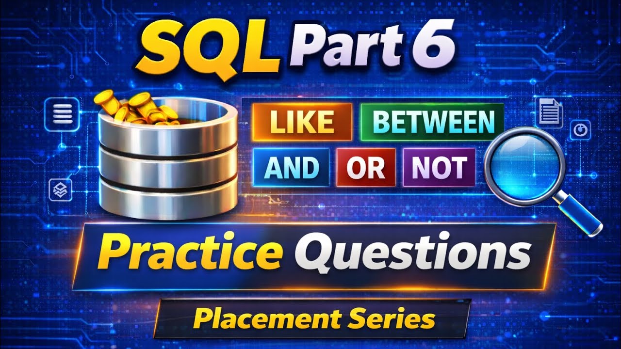 SQL Part 6 | Practice on LIKE, BETWEEN, AND, OR, NOT | Placement Series for Freshers