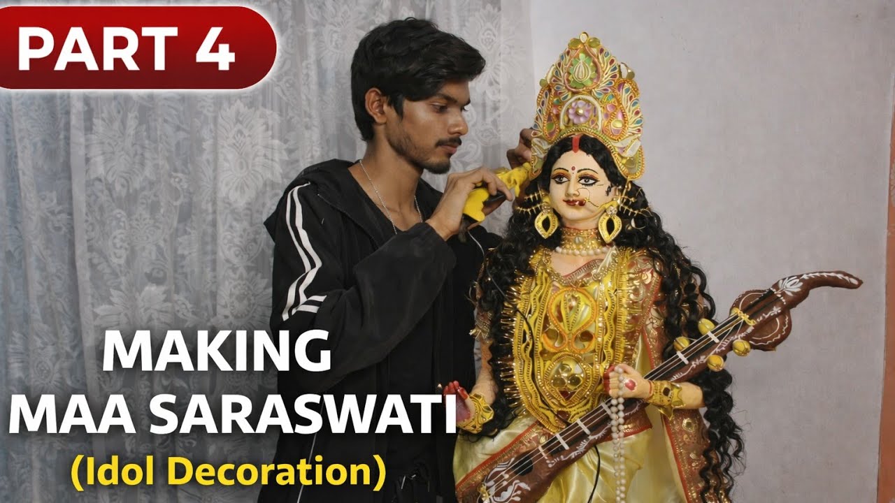 Making Maa Saraswati Idol at Home | Part 4 | Idol Decoration Step by Step | Innovative Yash