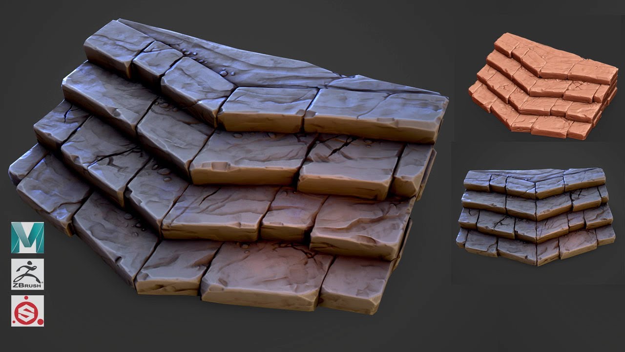 Maya 2020, Zbrush 2020, Substance Painter - Stylized Stairs