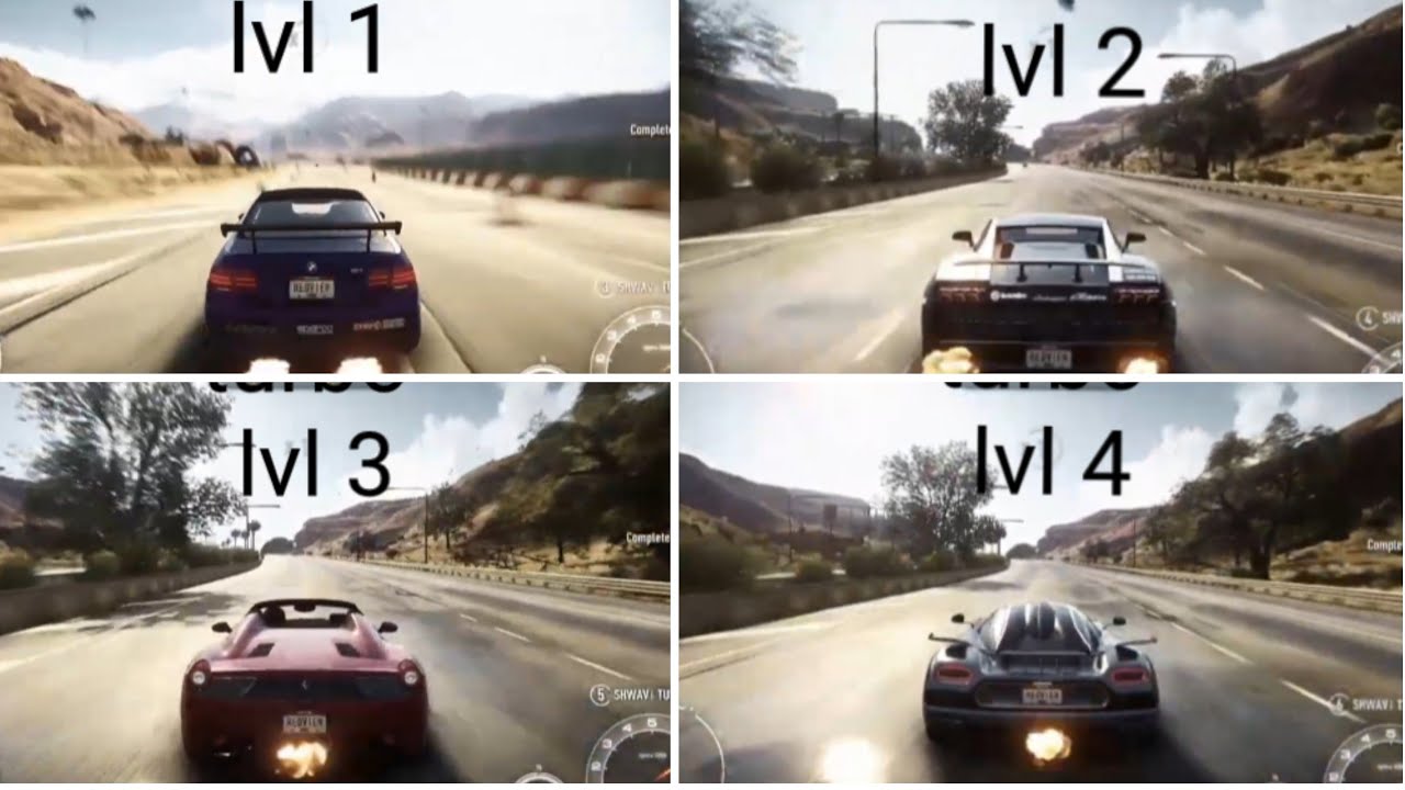 4 levels of Turbo in NFS Rivals