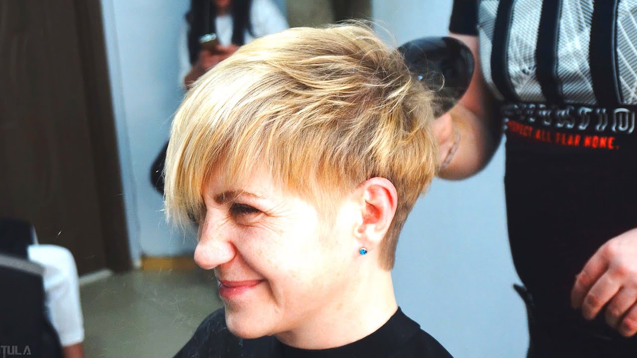 Amazing HAIRCUT - SHORT BLONDE PIXIE Anti AGE CUT