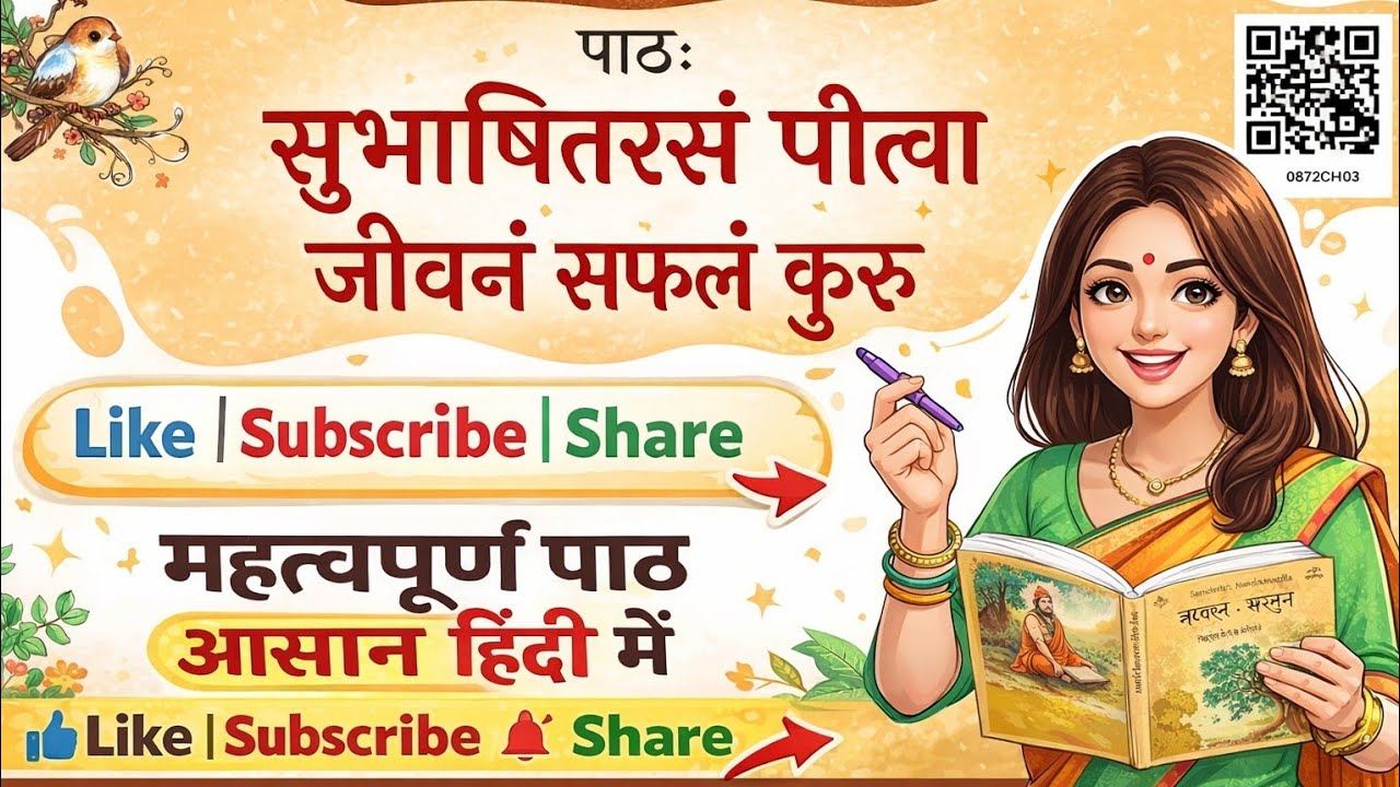 NCERT Sanskrit Deepkam bhag-3( तृतीयः   पाठः- सुभाषितरसं पीत्वा जीवनं सफलं कुरु)