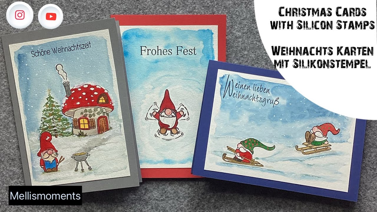 Kartengestaltung mit Silikon Stempeln - Watercolor- Card making with silicone stamps