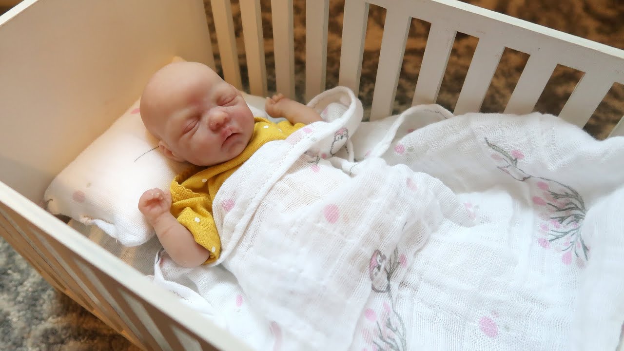 Handmade Miniature Doll Crib for Full Body Silicone Baby | Tiny Crib for Reborns