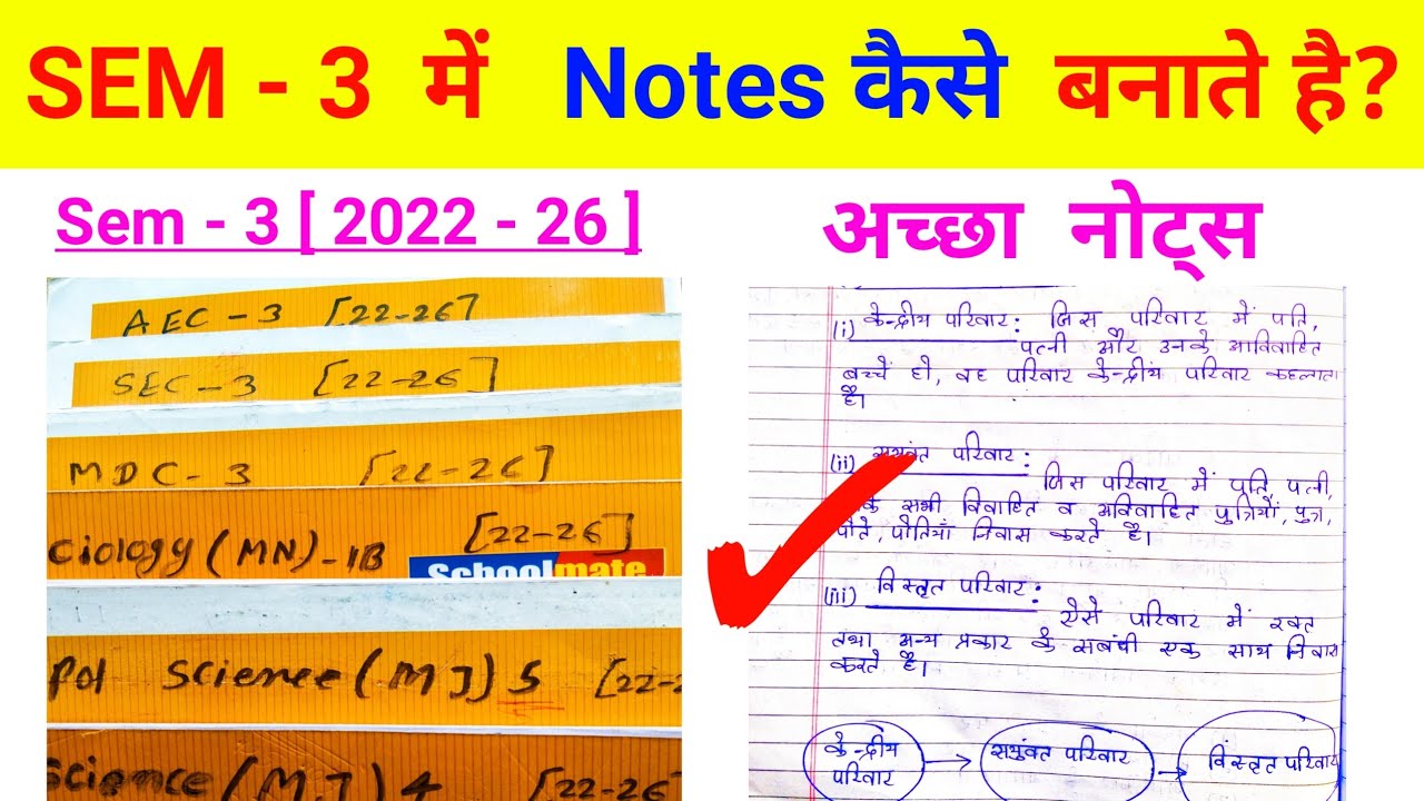 SEM 3 में Notes कैसे बनाते हैं | how to make notes in BA | fyugp semester 3 important notes 2022 26