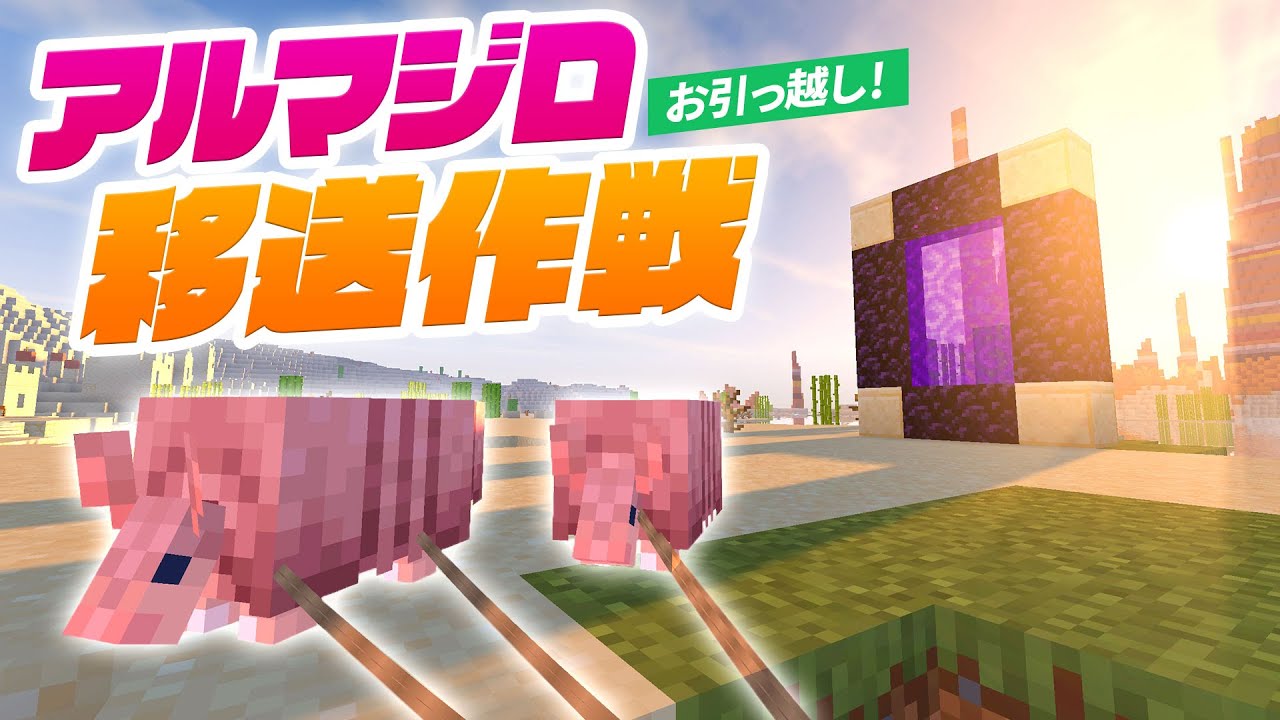 砂漠村から拠点へアルマジロ移送作戦！ネザー経由の旅🐪【マイクラ / マインクラフト / minecraft】107