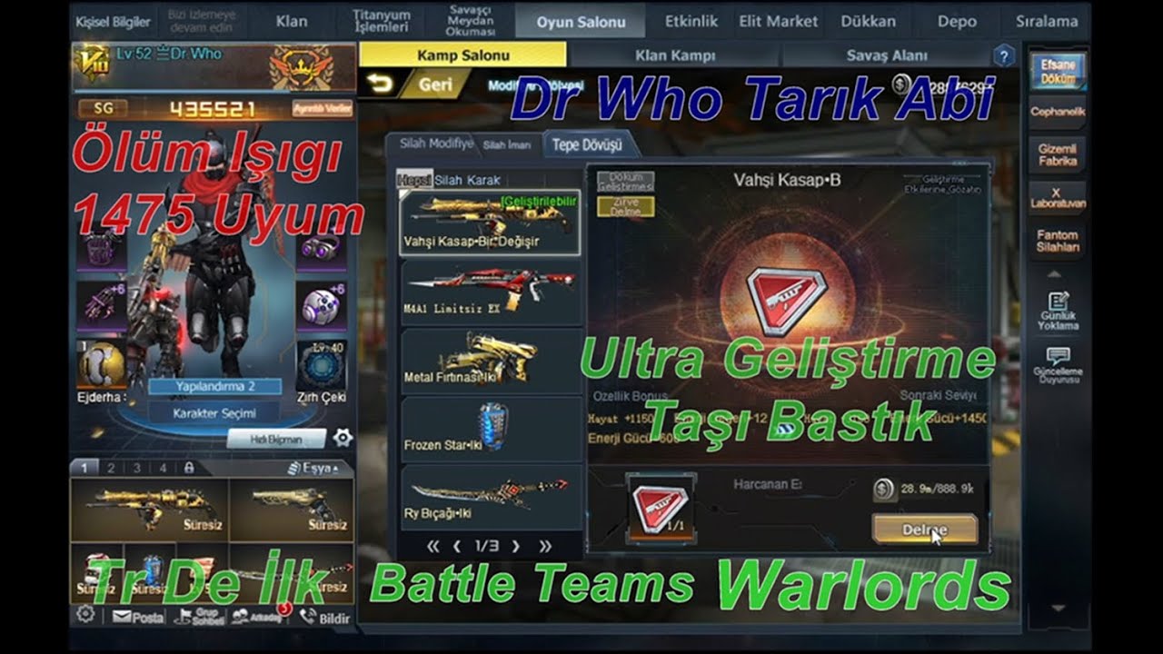 Battle Teams Tr De İlk Wahşi Kasap Ultra Geliştirme Taşı Ve Ölüm Işıgı  Yükseltim Uyum Bastık