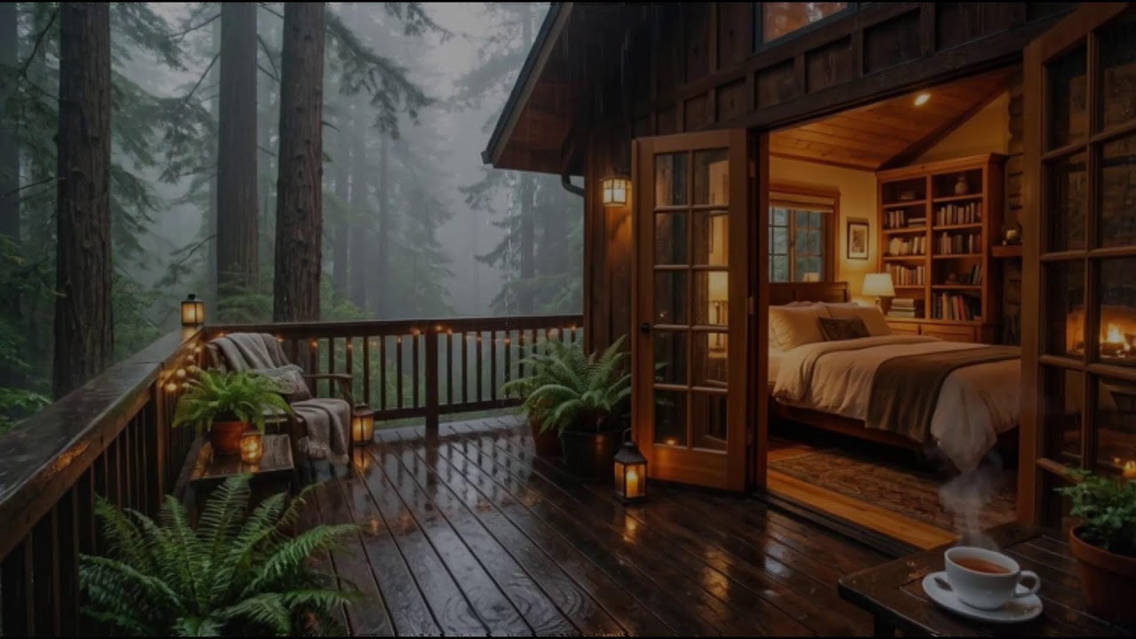 🌧️ Rainy Forest Night for Sleep 🌲 | 8 Hours of Relaxing Rain Sounds in a Cozy Bedroom