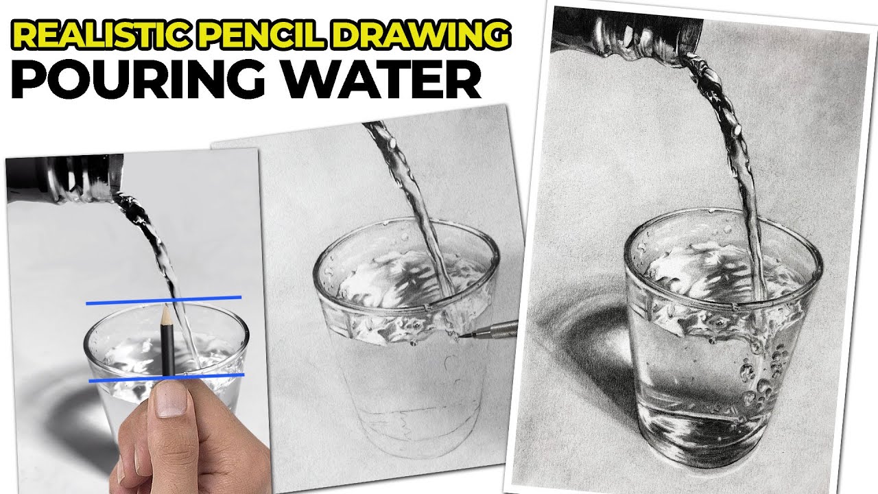 Realistic Pencil Drawing - How to Draw Flowing Water