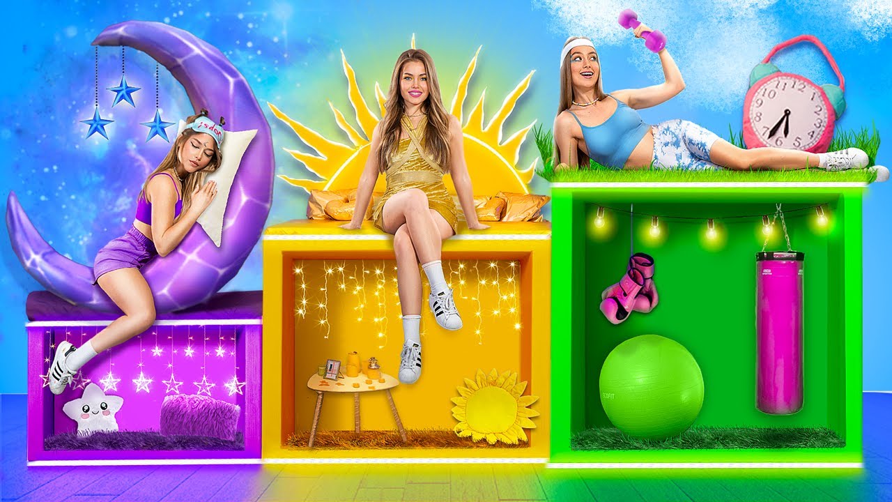 Budujemy Piętrowe Łóżko dla Trojaczków! Dziewczyny Księżyc, Dzień i Noc!